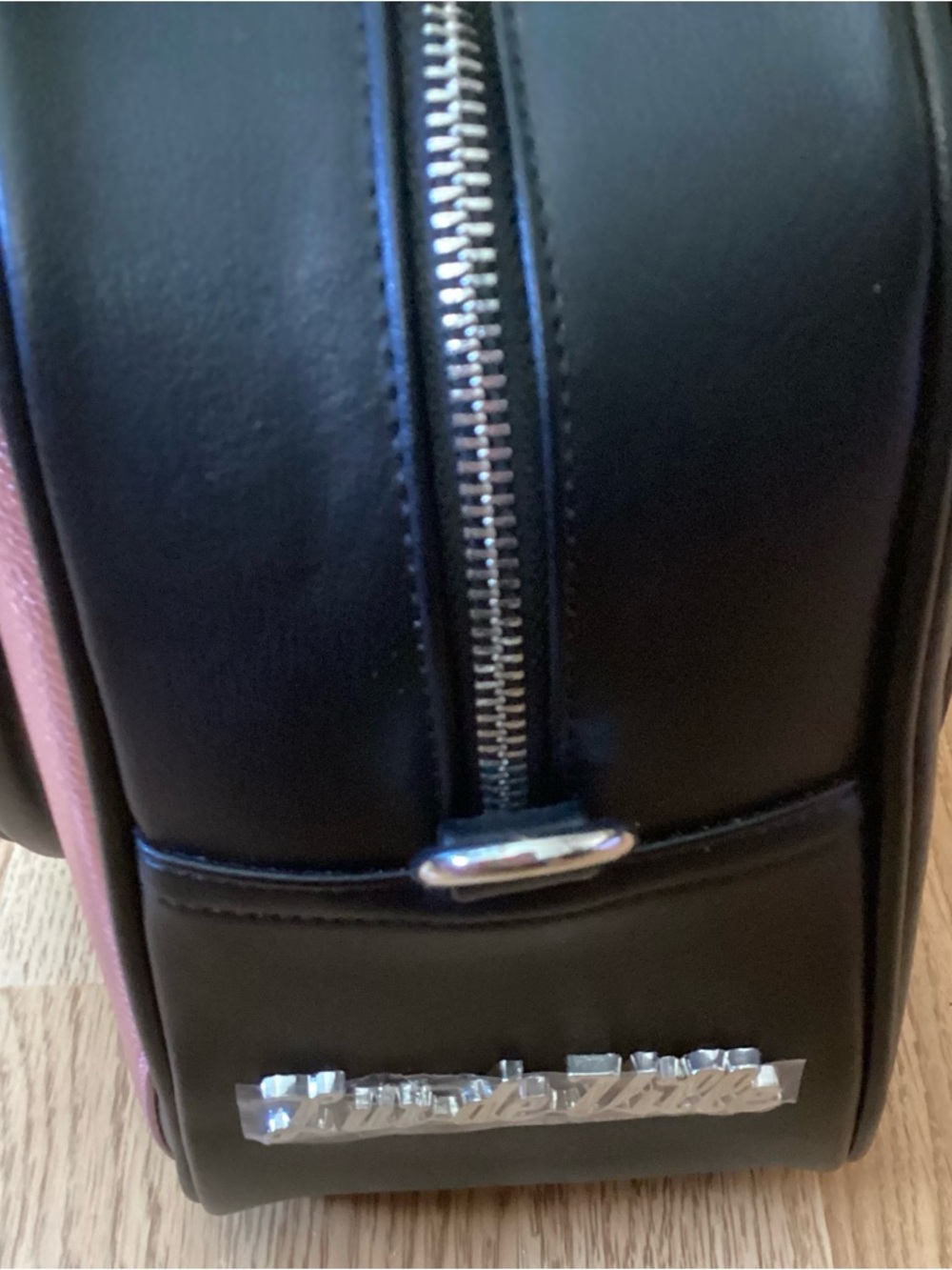 Lux de Ville Black Satchel with Metallic Pink Diamond Panels - Picture 4 of 11